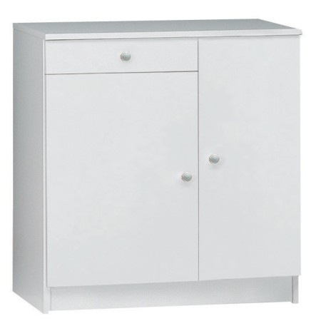 Armadio 2 Ante con Cassetto 80 Bianco Mobile Multiuso Ingresso Mobiletto Bagno