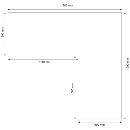 Tavolo Scrivania Angolare 180x170 Grigio Grande Moderna Angolo Ufficio Porta Pc