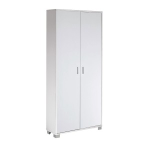 Armadio Slim 2 Ante 190 Bianco con Ripiani Mobile Ingresso per Ufficio Scarpiera