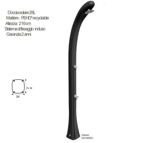 Doccia Solare da Giardino 28 litri Doccino Miscelatore Campeggio Esterno Piscina