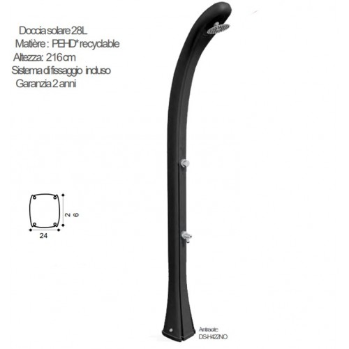 Doccia Solare da Giardino 28 litri Doccino Miscelatore Campeggio Esterno Piscina