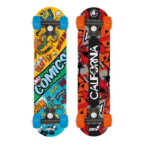 Tavola da Skateboard Nero 60 cm Max 20 kg Bambino in Legno Skate Completo Ruote