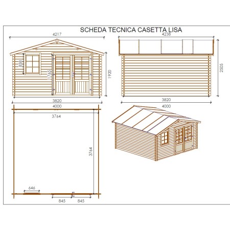 Casetta 28 mm in Legno 4x4 Giardino Rimessa Attrezzi Blockhouse Box Ripostiglio