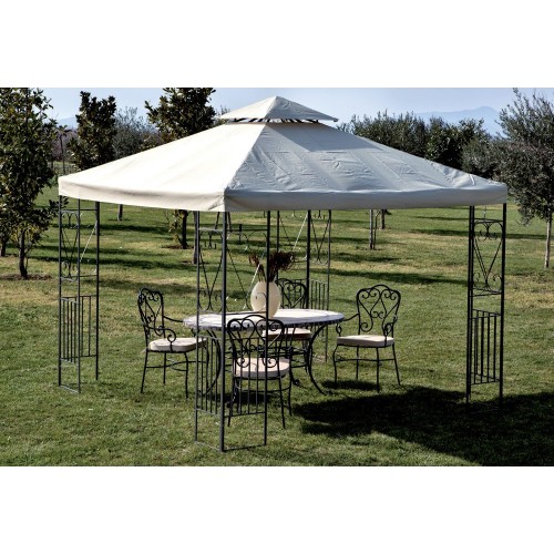 Gazebo 3x3 Nero in Acciaio da Esterno per Giardino Impermeabile Telo Terrazzo 