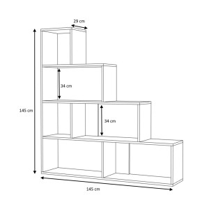 Libreria a Cubi a Scala Rovere Moderna Mensole Legno Divisorio Scaffali Ufficio 2