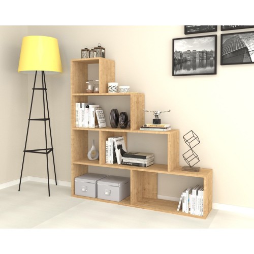 Libreria a Cubi a Scala Rovere Moderna Mensole Legno Divisorio Scaffali Ufficio