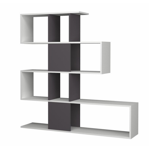 Libreria a Cubi Snake Bianca Moderna Mensole Mobile in Legno Scaffali da Ufficio