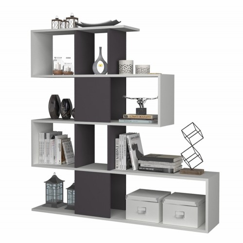 Libreria a Cubi Snake Bianca Moderna Mensole Mobile in Legno Scaffali da Ufficio