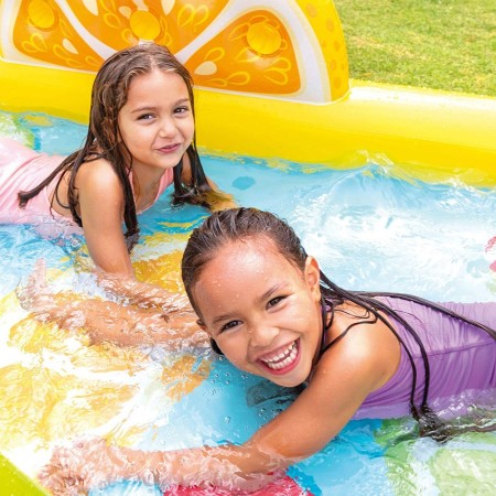 Piscina con Scivolo Parco Giochi per Bambini Intex Gonfiabile Frutta con Palline