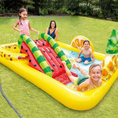 Piscina con Scivolo Parco Giochi per Bambini Intex Gonfiabile Frutta con Palline