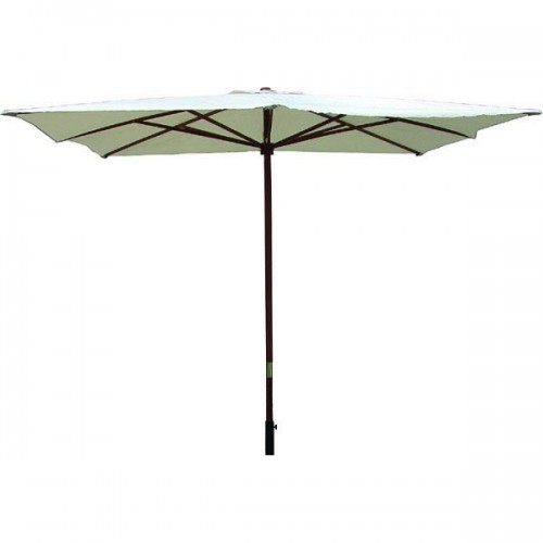 Ombrellone Tondo 250cm Ecru Palo Centrale in Legno Antivento da Giardino Balcone