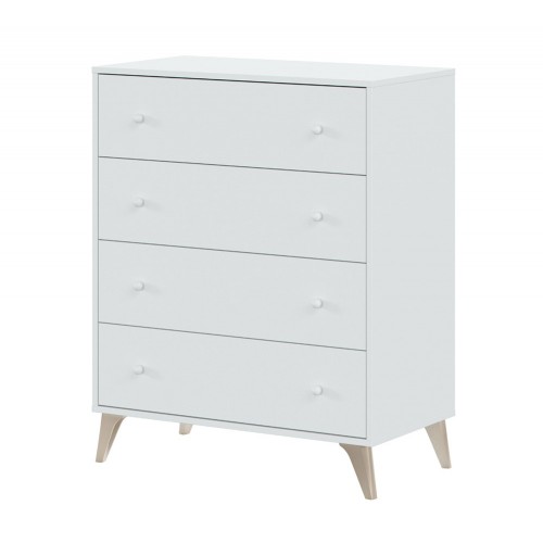 Cassettiera Como Bianco 4 Cassetti Cassettone Camera Letto Cameretta Settimino