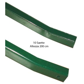 10 Saette 200 per Pali 200 225 250 da Recinzione Paletti Rete in Acciaio Verde