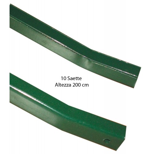 10 Saette 200 per Pali 200 225 250 da Recinzione Paletti Rete in Acciaio Verde