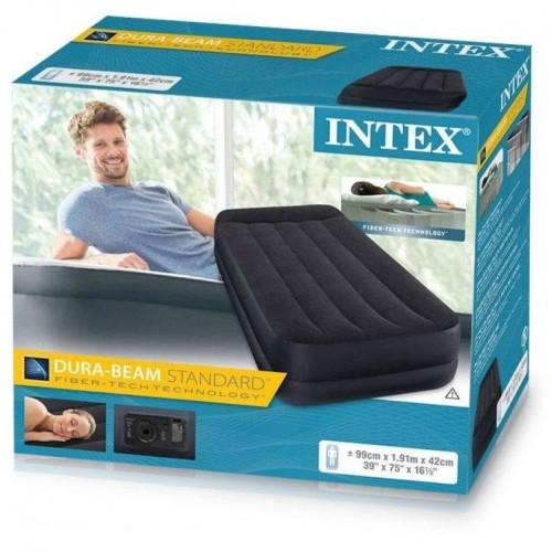 Intex Materasso Singolo Floccato Letto Pompa Integrata Materassino Gonfiabile