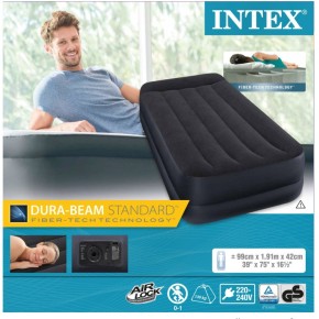 Intex Materasso Singolo Floccato Letto Pompa Integrata Materassino Gonfiabile 2