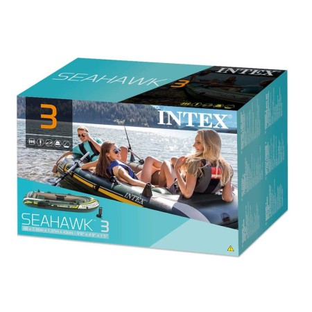 Canotto Intex 3 Persone 295x137 Gommone Tender Gonfiabile Pesca Remi Pompa Mare