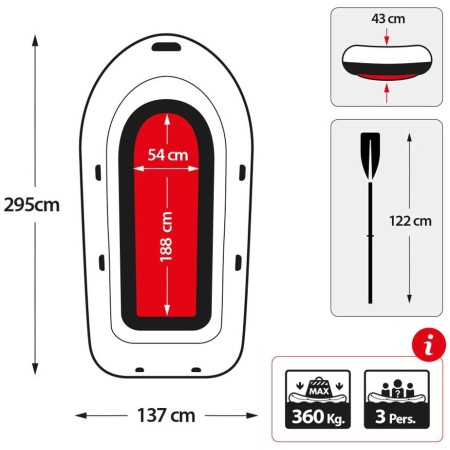 Canotto Intex 3 Persone 295x137 Gommone Tender Gonfiabile Pesca Remi Pompa Mare