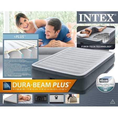 Intex Materasso Matrimoniale Floccato Letto con Pompa Materassino Gonfiabile