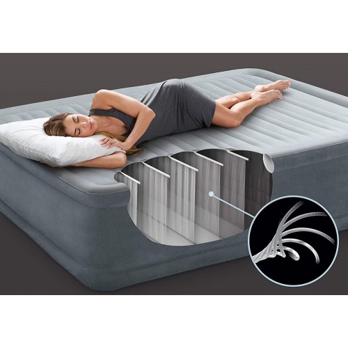 Intex Materasso Matrimoniale Floccato Letto con Pompa Materassino Gonfiabile