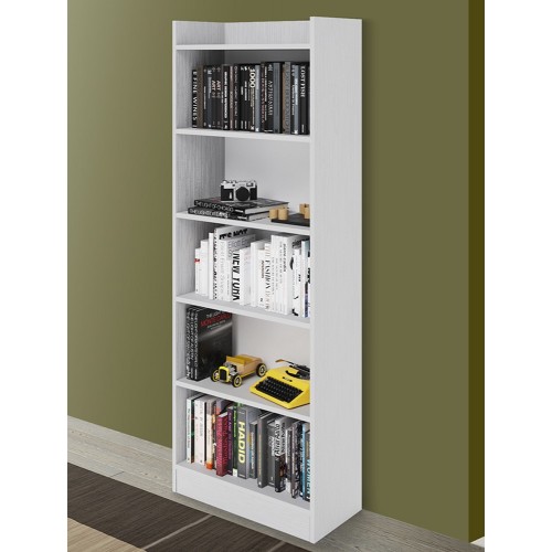 Mobile Libreria Bianco Frassino 5 Ripiani a Giorno da Ufficio Scaffale Bambini
