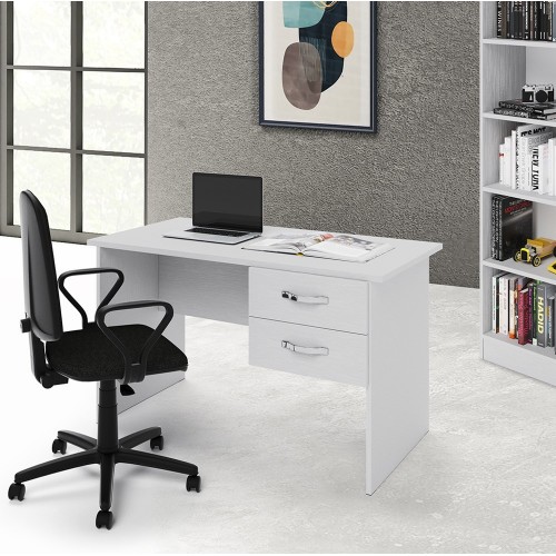Scrivania 120 Bianco Frassinato con Cassetto PortaPc Salvaspazio Moderna Ufficio