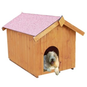 Cuccia per Cane Taglia Piccola in Legno Tetto con Pavimento Interno da Esterno