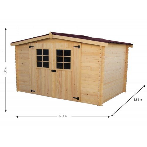 Casetta 3x1.85 in Legno 20 mm Block House da Giardino Porta Attrezzi Rimessa