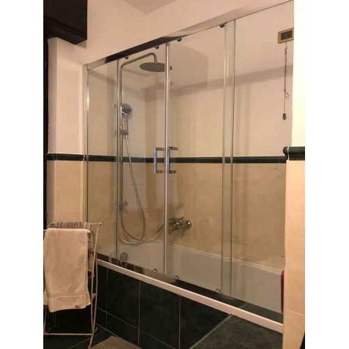 Parete Sopravasca 1 lato 6 mm Scorrevole in Cristallo Box Vasca da Bagno Doccia