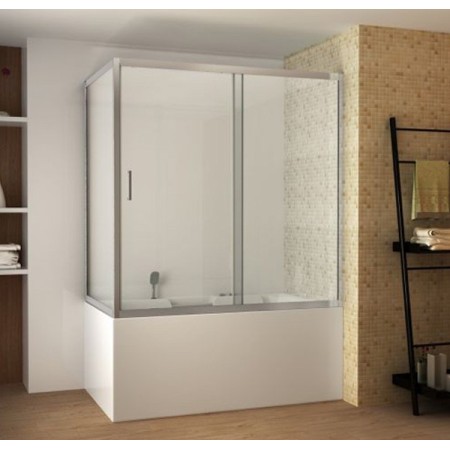 Parete Sopravasca 2 lato 6 mm Scorrevole in Cristallo Box Vasca da Bagno Doccia