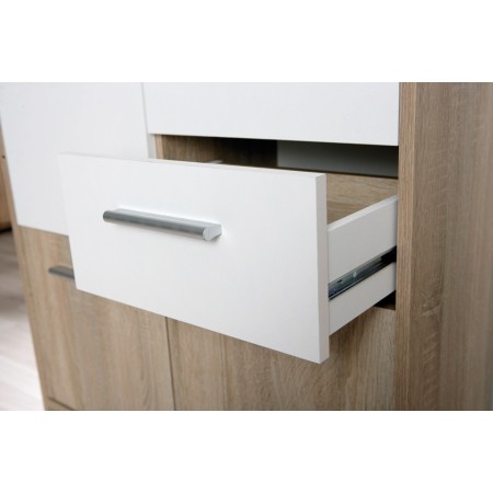 Mobile Bianco Rovere 3 Ante 2 Cassetti Credenza Buffet Moderna Dispensa Salotto