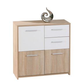 Mobile Bianco Rovere 3 Ante 2 Cassetti Credenza Buffet Moderna Dispensa Salotto 2