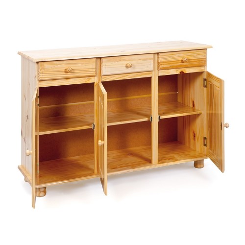 Mobile Credenza Pino 3 Ante Cassetti Buffet Dispensa Soggiorno Cucina Rustico