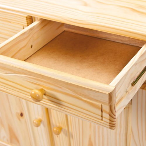 Mobile Alto Credenza Vetrina 2 Ante 2 Cassetti Pino da Soggiorno Cucina Rustico