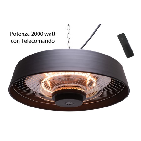 Stufa Patio Esterno Interno 2000 Infrarossi Telecomando Lampada Alogena Sospesa