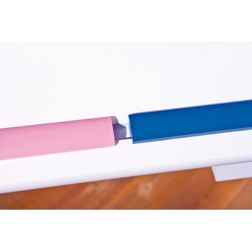 Kit Scrivania Bianca Tavolo Rosa Blu Inclinabile Legno Pino Cameretta Bambino