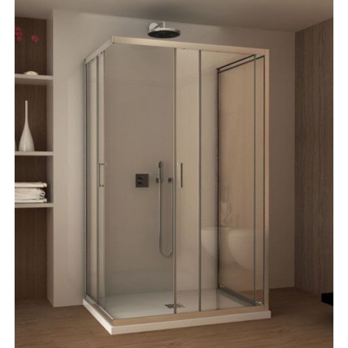 Box Doccia tre 3 Lati 6 mm 2 Scorrevoli Trasparente Anta fissa 70x 80 90 100 120