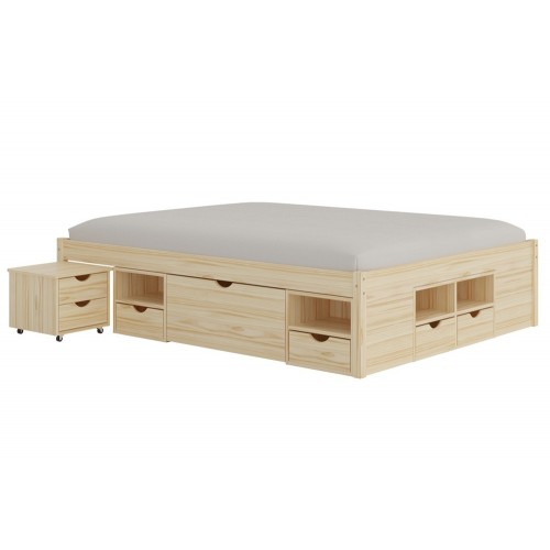 Letto Matrimoniale Rete a Doghe 160x200 con Cassetti 2 Piazze Camera da Letto