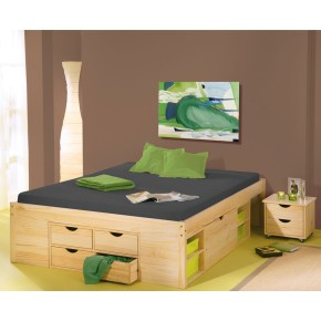 Letto Matrimoniale Rete a Doghe 160x200 con Cassetti 2 Piazze Camera da Letto 2