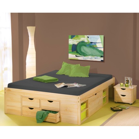 Letto Matrimoniale Rete a Doghe 160x200 con Cassetti 2 Piazze Camera da Letto