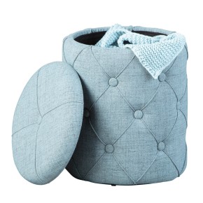 Pouff Contenitore Rotondo Grigio 34x40 Puff Poggiapiedi Pouf Divano Portariviste