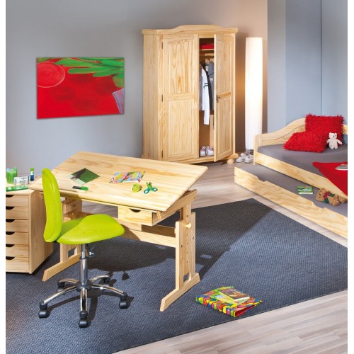 Kit Scrivania Pino Tavolo da Disegno Inclinabile in Legno Cameretta dei Bambini