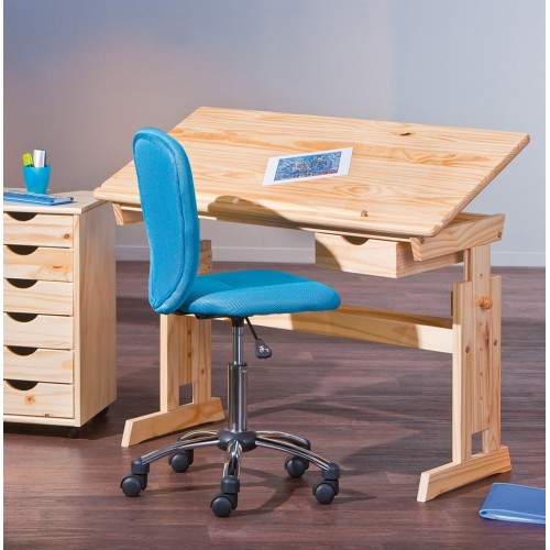 Kit Scrivania Pino Tavolo da Disegno Inclinabile in Legno Cameretta dei Bambini