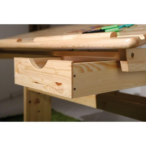 Kit Scrivania Pino Tavolo da Disegno Inclinabile in Legno Cameretta dei Bambini