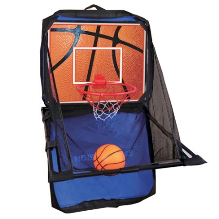 Set Valigetta Canestro Mini Basket Fissaggio su Porta Pompa Aria Palla Portatile