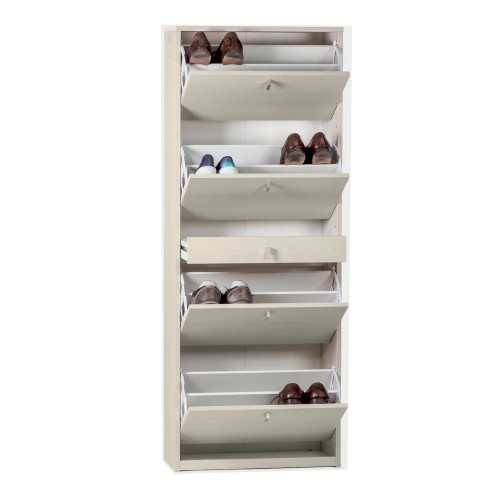 Scarpiera Slim Ossido 4 Ante a Specchio Ribalta Doppia con Cassetto Porta Scarpe