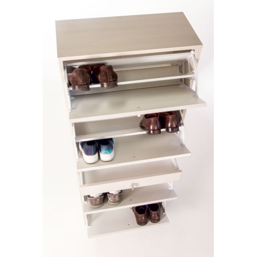 Scarpiera Slim Ossido 4 Ante a Specchio Ribalta Doppia con Cassetto Porta Scarpe