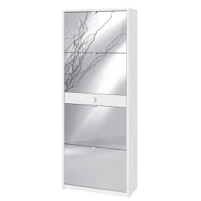 Scarpiera Slim Ossido 4 Ante a Specchio Ribalta Doppia con Cassetto Porta Scarpe