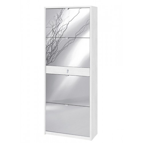 Scarpiera Slim Ossido 4 Ante a Specchio Ribalta Doppia con Cassetto Porta Scarpe