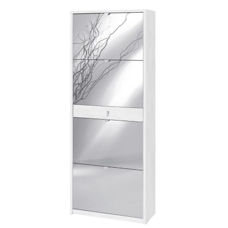 Scarpiera Slim Ossido 4 Ante a Specchio Ribalta Doppia con Cassetto Porta Scarpe